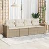 Vidaxl 4-Cz. Garden Furniture Set With Cushions, Beige, Poly Rattan