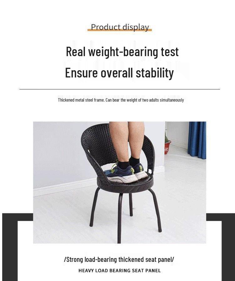 Three-Piece Chinese Style Rattan Table and Chair Set - Indoor Balcony Swivel Chair, Durable Round Five-Piece Swivel Design