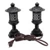 Pair of Kiku-style Lanterns, Black, 16.5cm, Shinto Lantern, Plug-in Type, Plastic