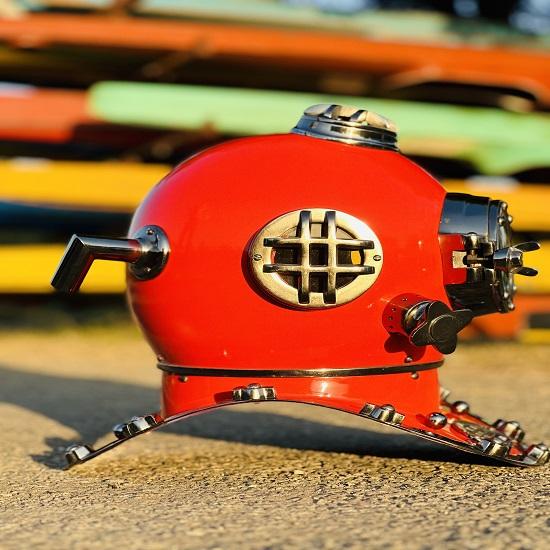 Nautical 45.72 Cm US Navy Scuba Diving Nautical Helmet Maritime Ship's Decorative Red Cobalt Premium Snorkelling Helmets Office Decor.