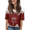Women's Everyday Casual Mid-Sleeve Mid-Neckline Christmas Print Top
