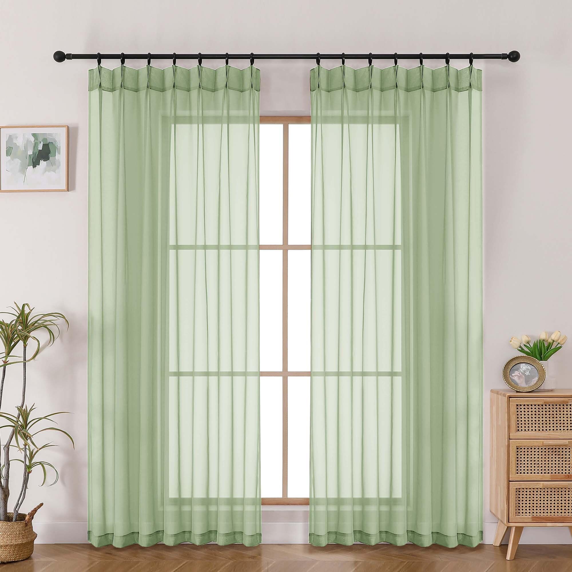 

Aiyufeng Light Green Lace Set of Width 100 x Length 183 Small Hard to See From UV Image Sun Energy Heat For Living Machine Washable Curtains, 2, cm,