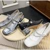 Fashion Shoes for Women Mary Jane Woman Footwear Gothic Round Toe with Medium Heels Diamond Crystals Rhinestone Pearl Popular Stylish