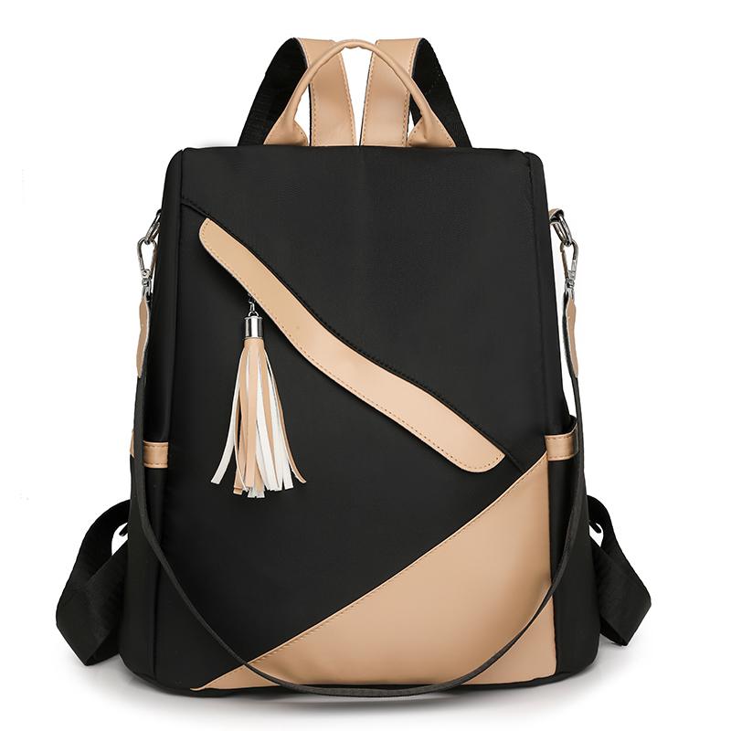 Tassel Backpack Large Capacity Women's Color Contrast Commuter Backpack Multifunctional Shoulder Bag