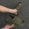 Casual summer new fashion youth soft bottom British non-slip casual going out dual-purpose slippers 371280 olive green