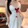 Sexy Lingerie Bow Lace Hollow Pajamas Summer Suspenders Sexy Home Nightdress