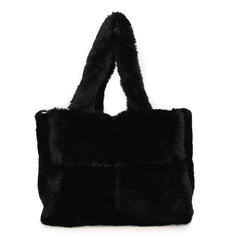 

Plush bag women s large-capacity tote bag commuting to work shoulder bag versatile foreign style autumn and winter portable wool bag