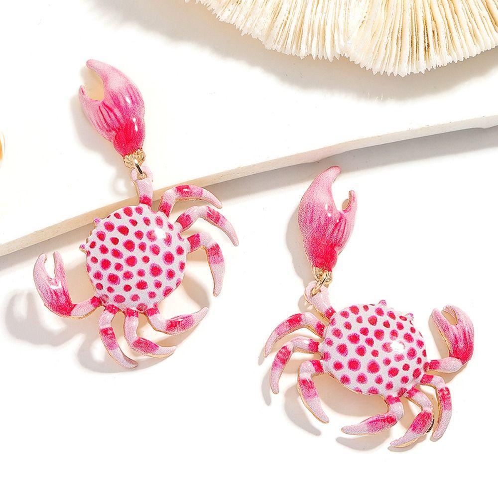 1 Pair Creative Crab Earrings Fashion Ear Jewelry Animal Earrings  Beach Vacation Accessory