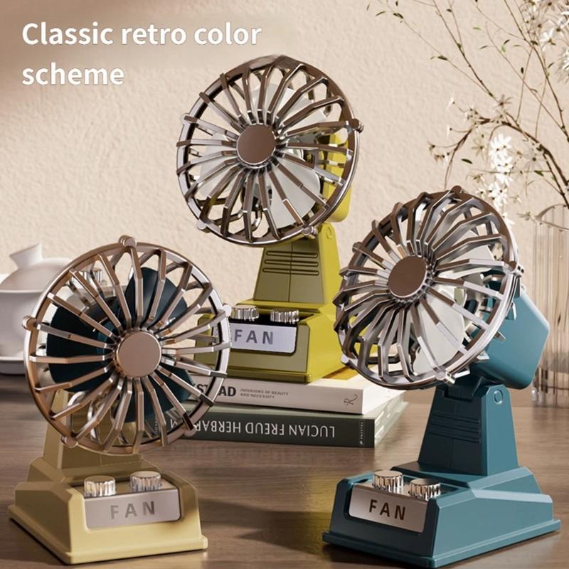 Small Electric Fan Retro Desk Fan with Low Noise and Energy Saving Feature Plastic Texture Suitable for Indoor Space