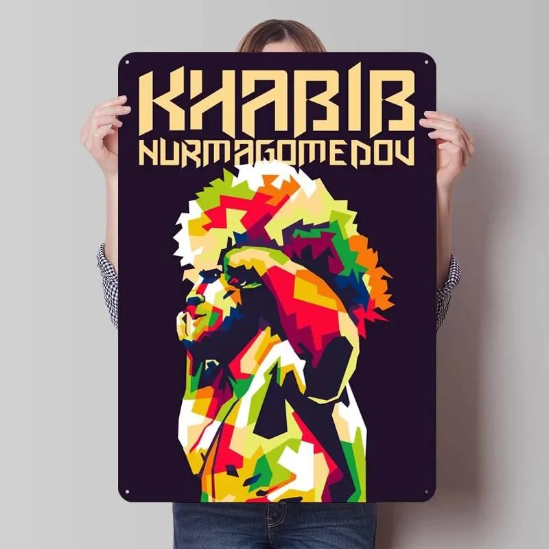 Khabib Metallskylt Boxningsaffischer Dekoration för Heminredningsartiklar Vintage Plåtskylt Plakett för Väggkonstdekoration Kaffebar