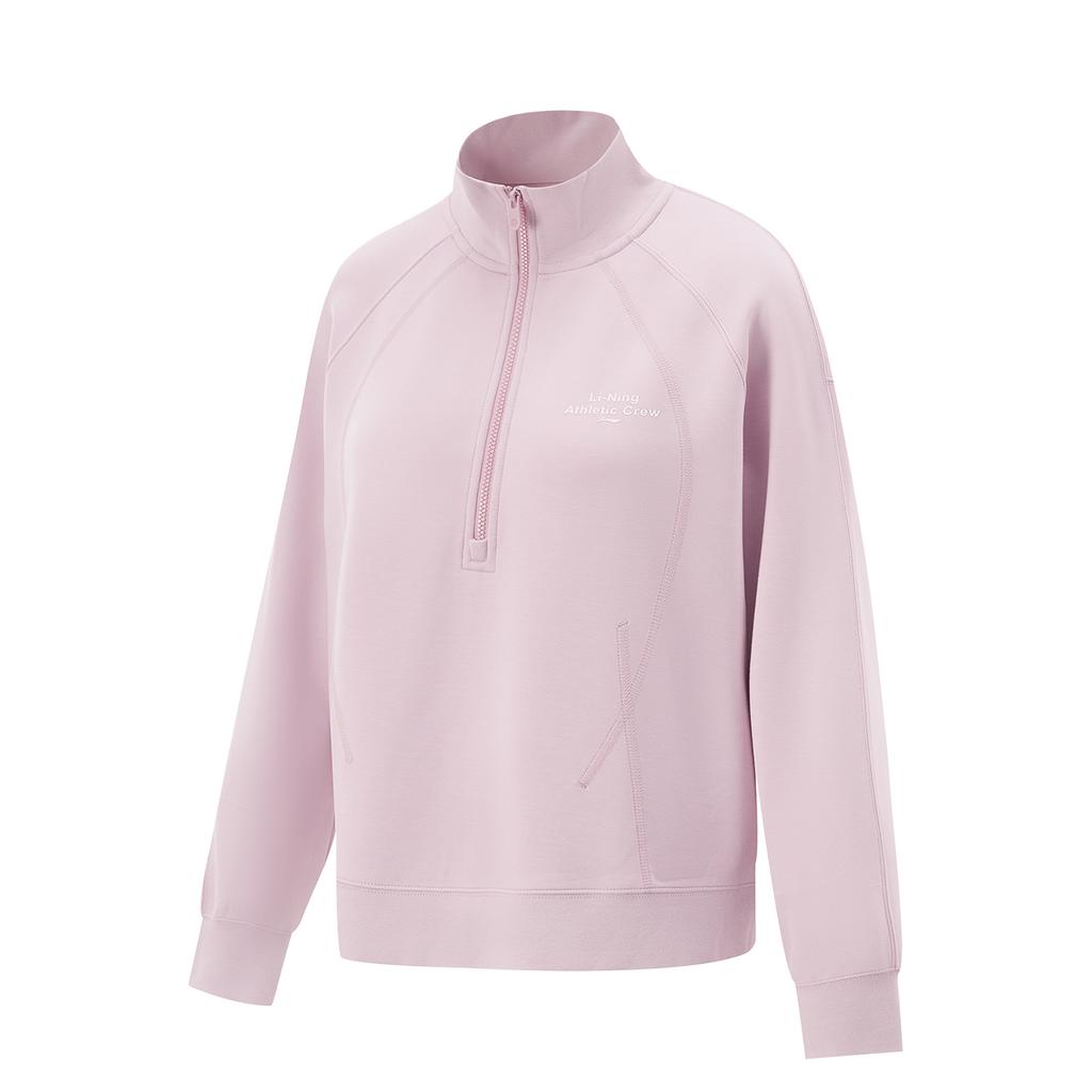 Li-Ning Loose Knit Sports Long Sleeve Pullover T-Shirt Women Tops Milk-Pink AWDV358-6