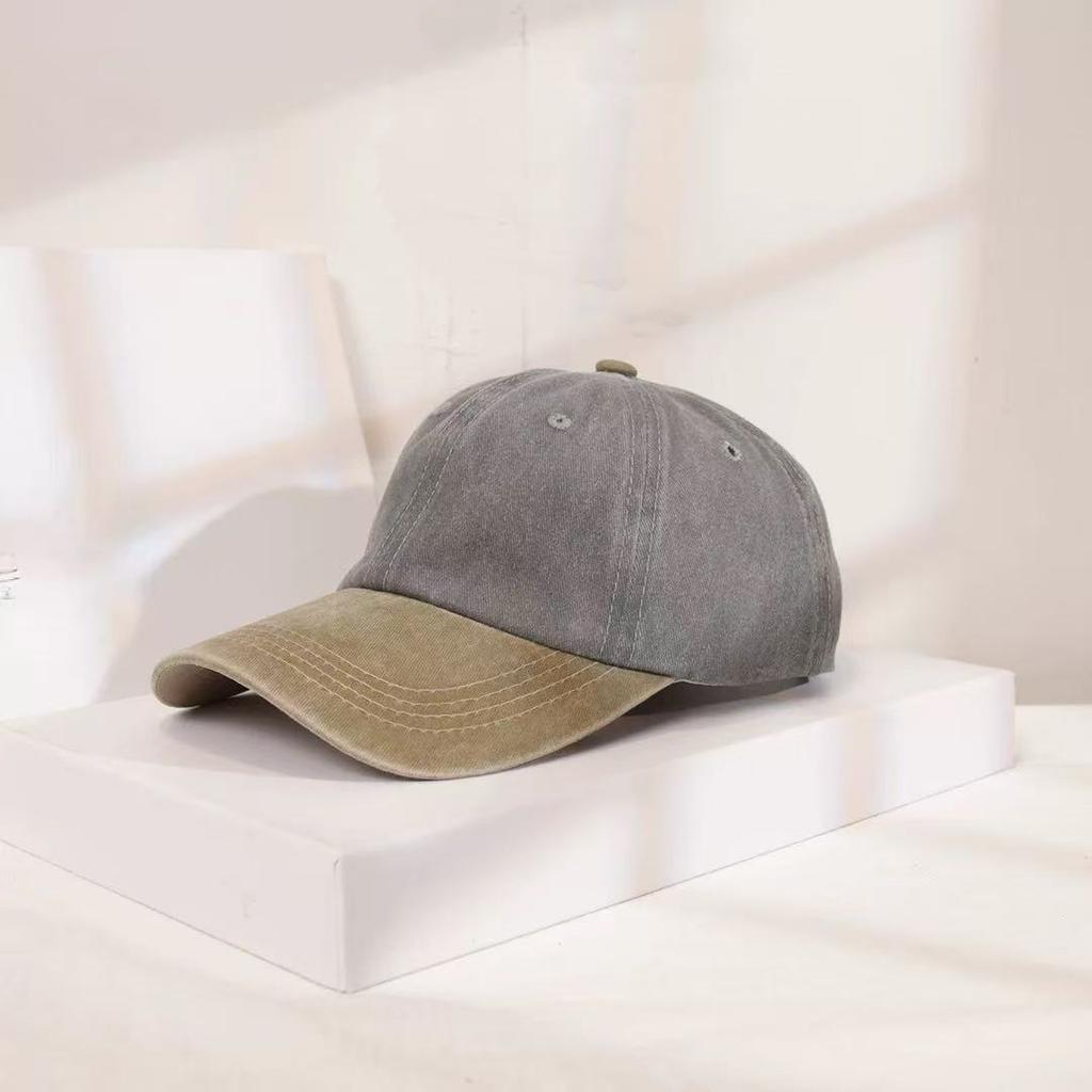 Retro Color-blocked Denim Brim Ponytail Baseball Cap Personality Curved Brim Sports Hip Hop Style Baseball Cap Adjustable