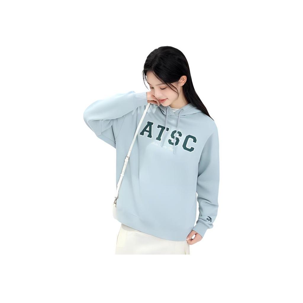 Anta Lifestyle Series Lettered Hooded Pullover Sweatshirt Women Sweatshirt Crab-Shell-Blue 162348709-2