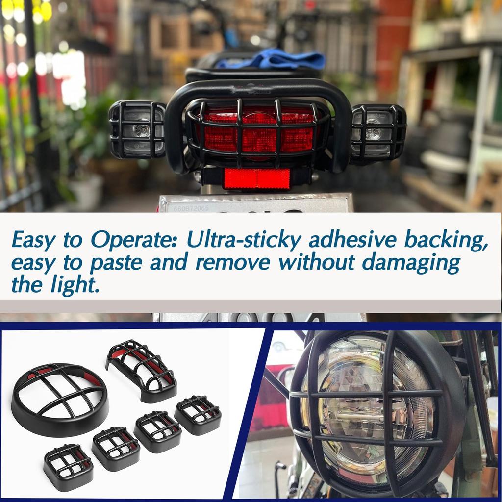 Midimttop Motorcycle Matte Black Headlight Turn Signal Tail Light Grille Cover Headlamp Light Cover