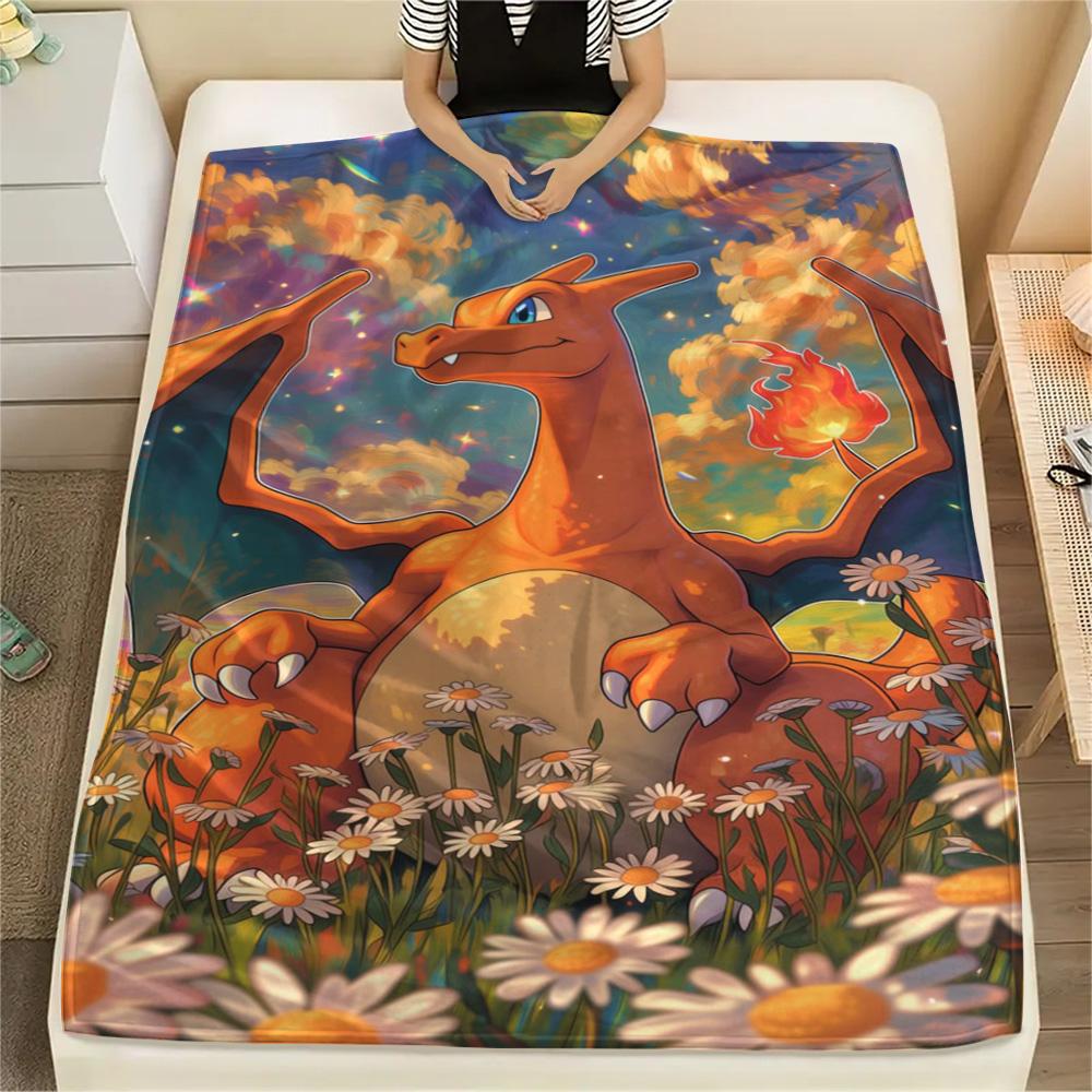 Pokemon Household Life Flannel Blanket, Warm Printed Cover for Daily Relax, Furniture Use and Picnic Activity.-TING