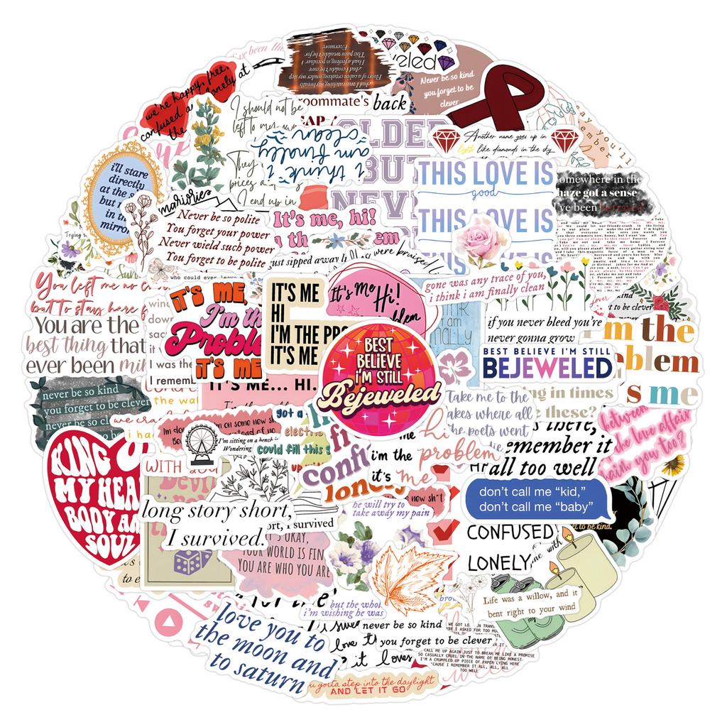 110 New Taylor Swift Lyric Graffiti Stickers Suitcase Mobile Phone Stickers