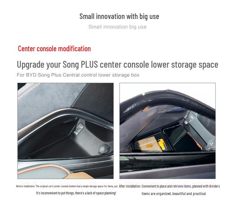 BYD Song PLUS Lower Center Console Storage Box - Interior Organizer for 22 Models