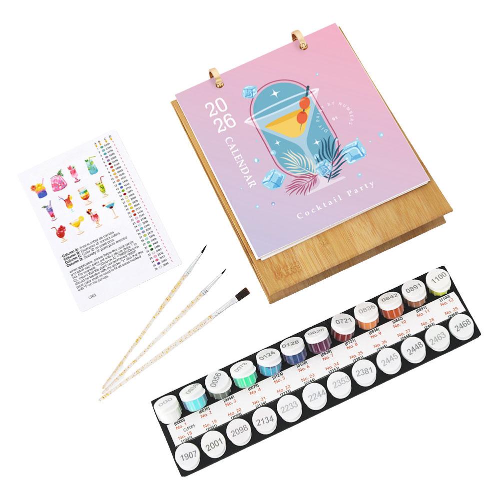 2026 Desk Calendar Paint By Numbers Creative Ornament Hand Drawn Gift Commemorative Value For Family And Friend