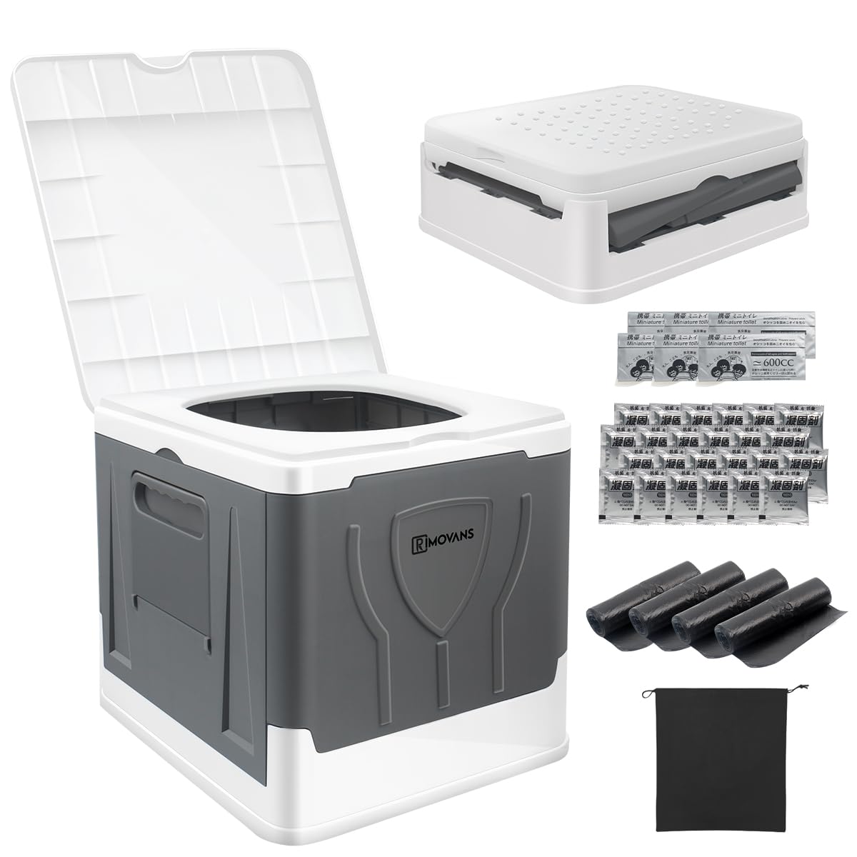 

RIMOVANS Портативный аварийный включает 48 коагулянтов и 48 стула Портативный мини-туалет Идеально подходит для ухода и Легкий вес 150 кг и Легко Идеально для