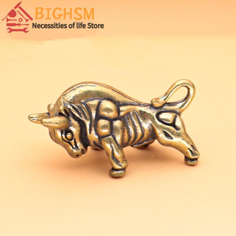 1 Stück Glückliches Kupfer Tierfigur Miniatur Ornament Messing Stierkampf Statue Für Heim- & Büro-Schreibtischdekoration