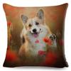 Față de pernă decorativă cu imprimeu Câine Welsh Corgi Pembroke drăguț, Animal de companie, Husă pernă pentru canapea, uz casnic, mașină