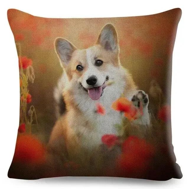 

Cute Welsh Corgi Pembroke Dog Printed Pillowcase Decoration Pet Animal Cushion Cover Sofa Household Car 50x50cm коричневий
