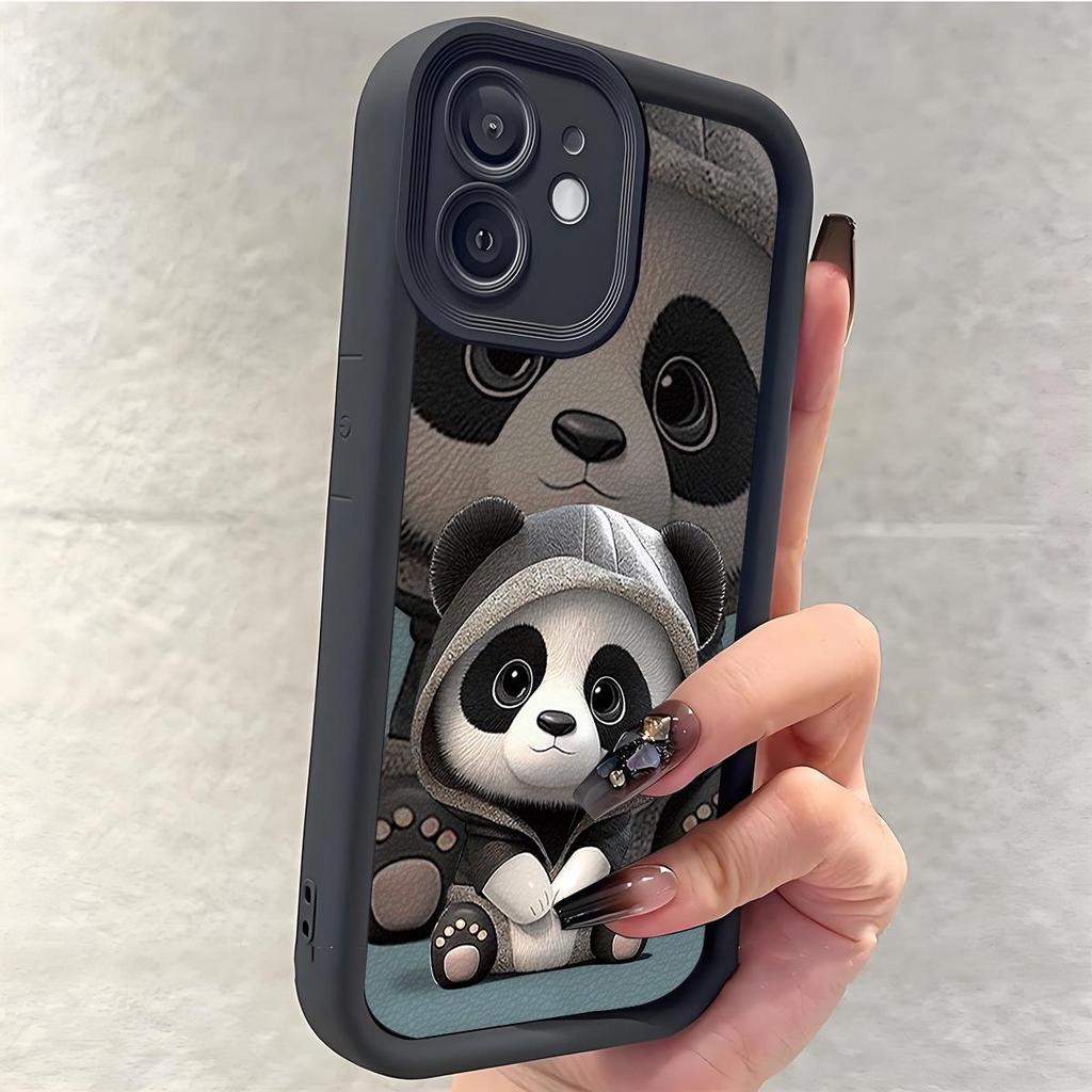 Panda Baby Black Groove Sandpaper Phone Case for iPhone 15/16/17 Pro Max