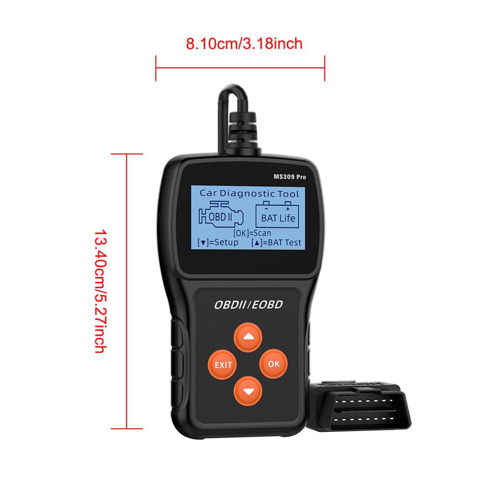 Check Engine System MS309PRO Battery Tester Live Data Code Reader Multi-language Car Diagnostic Tools OBD2 Scanner Accessories