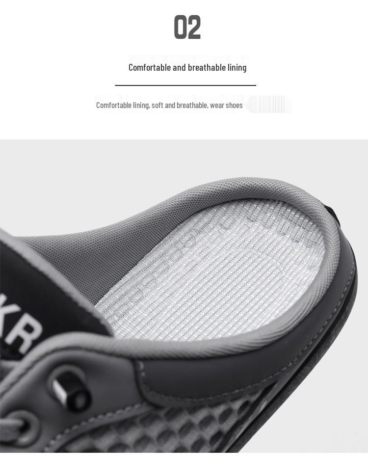 Men's Summer 2025 Mesh Breathable Backless Half-Slippers: Casual One-Step Round Toe Shoes