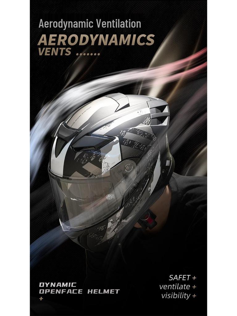 RSV Motorcycle Helmet with Double Visor, Men's Full Face, All-Season, Universal Fit, 3C Certified (Model 939)