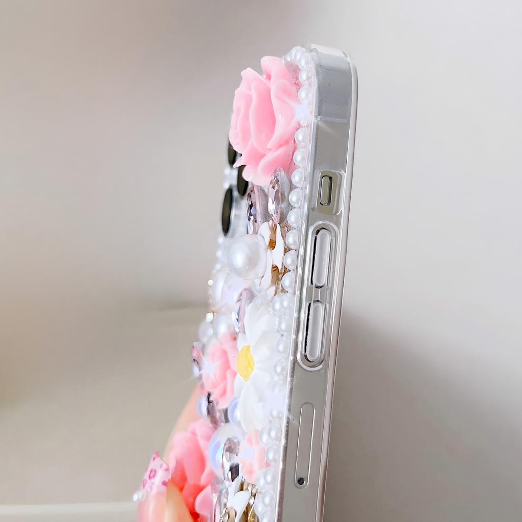 Luxury 3D Floral Phone Case For XiaoMi 15 Ultra 14 Pro 14T 14A Plus 13 Lite 13T 12 12T 12S 12X 5G Handmade Pearl Crystal Rhinestone Cover