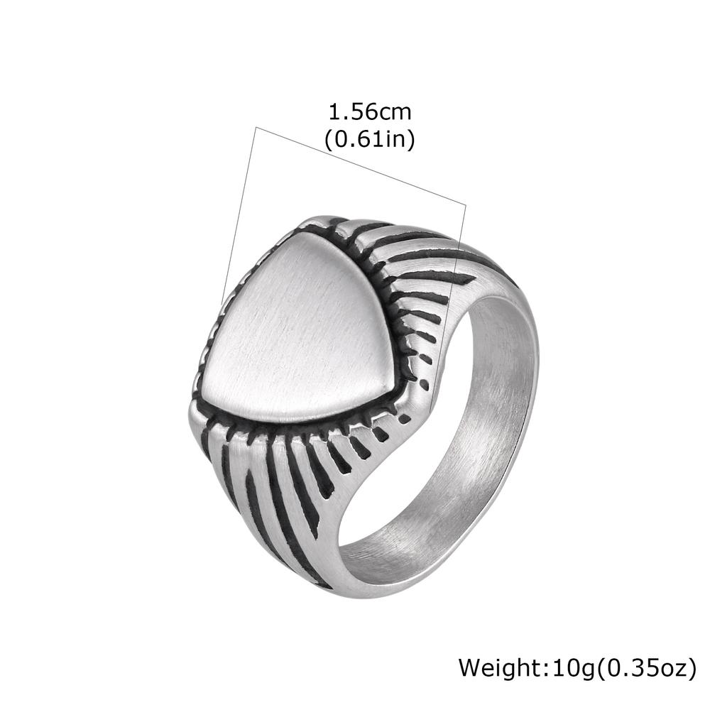 Vintage Shield Signet Ring for Men Boys,Retro Grey Stainless Steel Ring,Punk Statement Ring Gift for Father Son Husband BBF