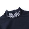 Women's Letter Embroidery Black Tight-fitting Long-sleeved Short Top Harajuku Style Retro Solid Color Top