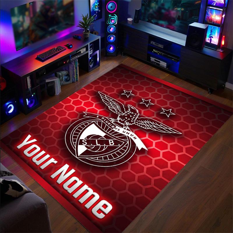 Crystal Velvet Rug Benfica FC Print Custom Name Text Floor Mat Home Decor