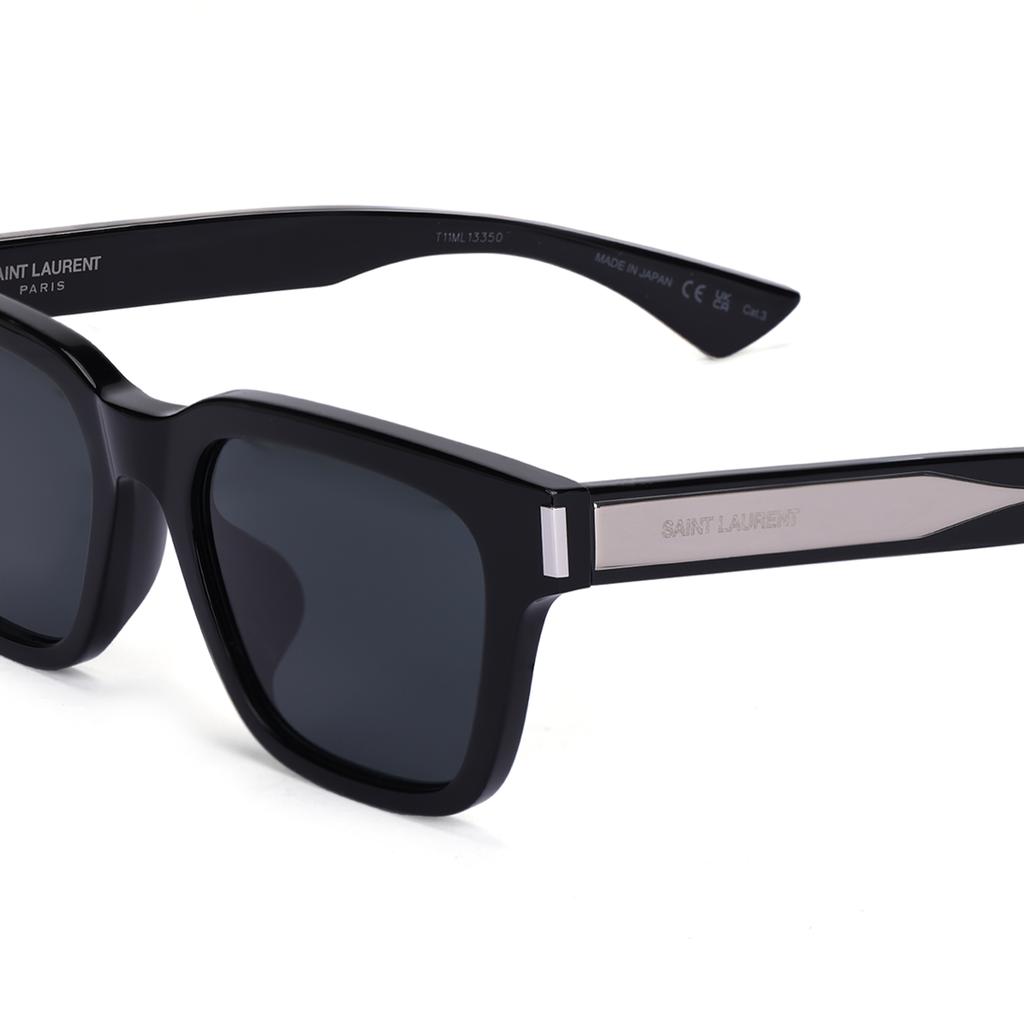 Saint Laurent Full Frame Design Metal Resin Acetate Rectangular Sunglasses Unisex sunglasses Black 822253Y99671033