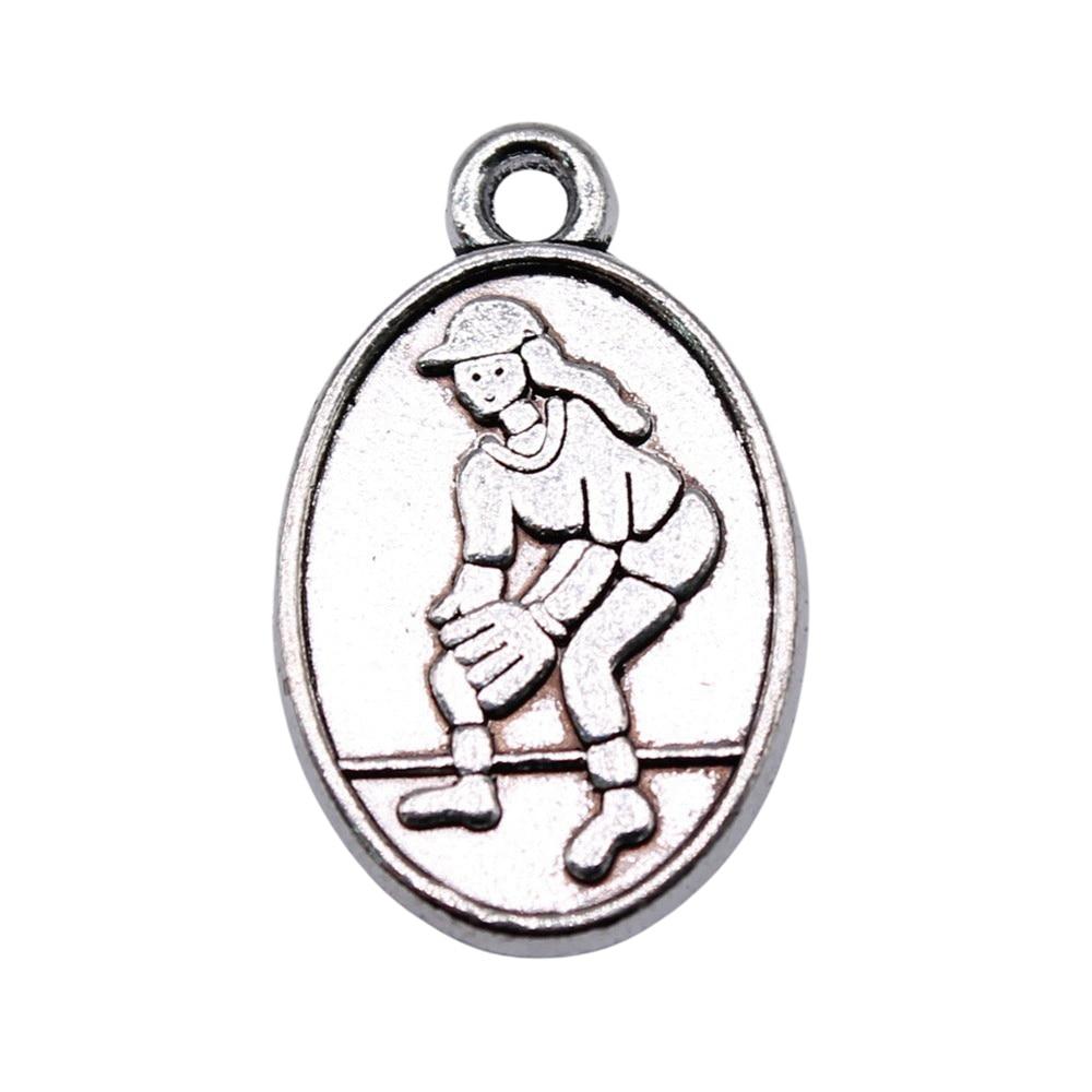 

10шт Подвески для софтбола Подвески античное серебро Цвет цинкового сплава 21X14мм