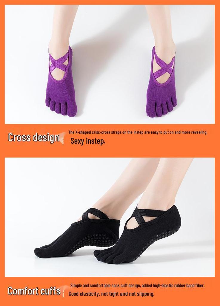 Ballet Style Non-slip Gel Yoga Socks, Cotton Five-Toe Sports Socks
