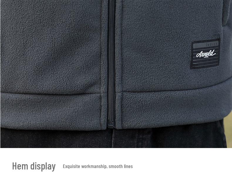 Men's Plus Size Fleece Jacket - Thick Stand Collar, Casual Autumn/Winter Outdoor Sports