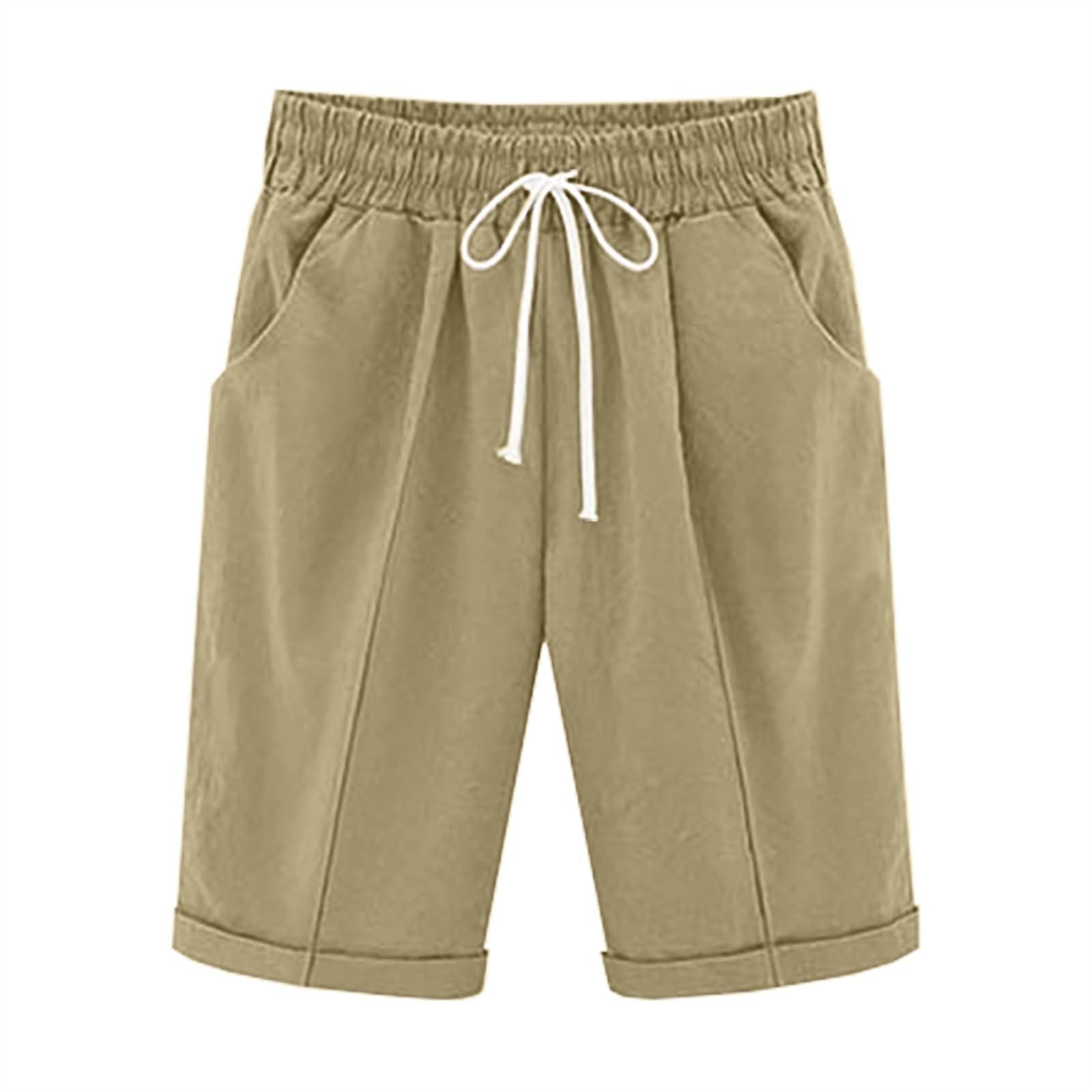 

Women s Summer Fashion Loose Solid Color Casual Shorts XL хакі