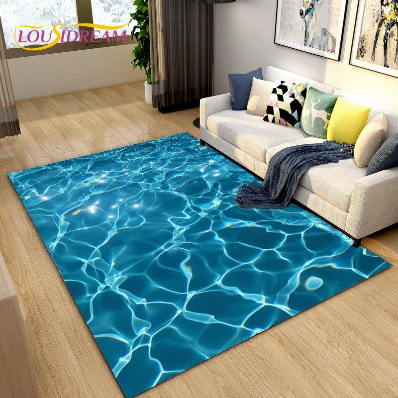 3D Ocean Seawater Beach Water Area Rug,Carpet Rug for Living Room Bedroom Sofa Doormat Decor,Kid Play Crawl Non-slip Floor Mat