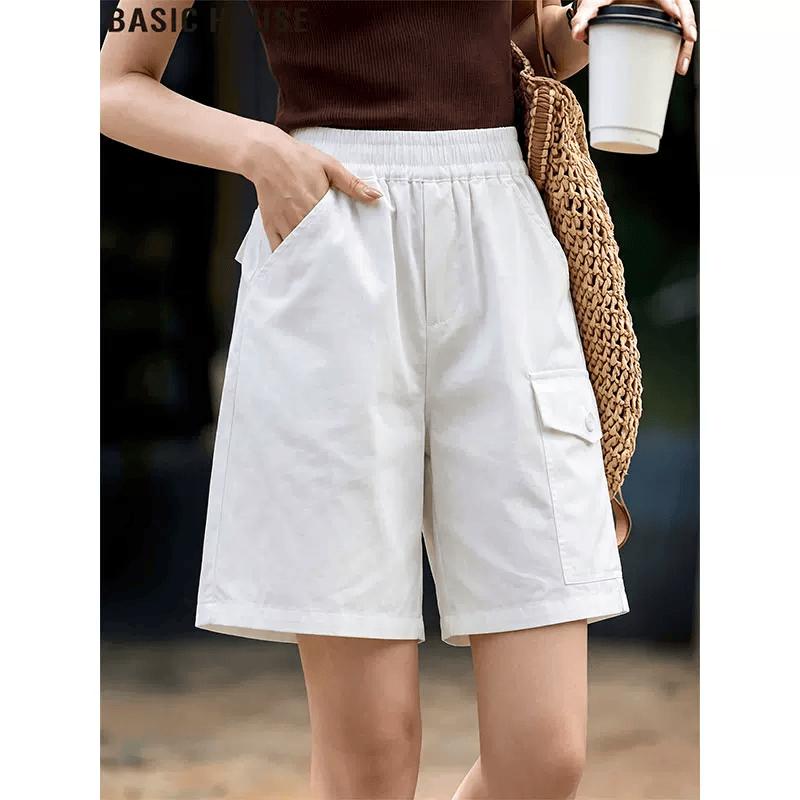 Basic House Women s Ice Silk High-Waist Shorts One Size