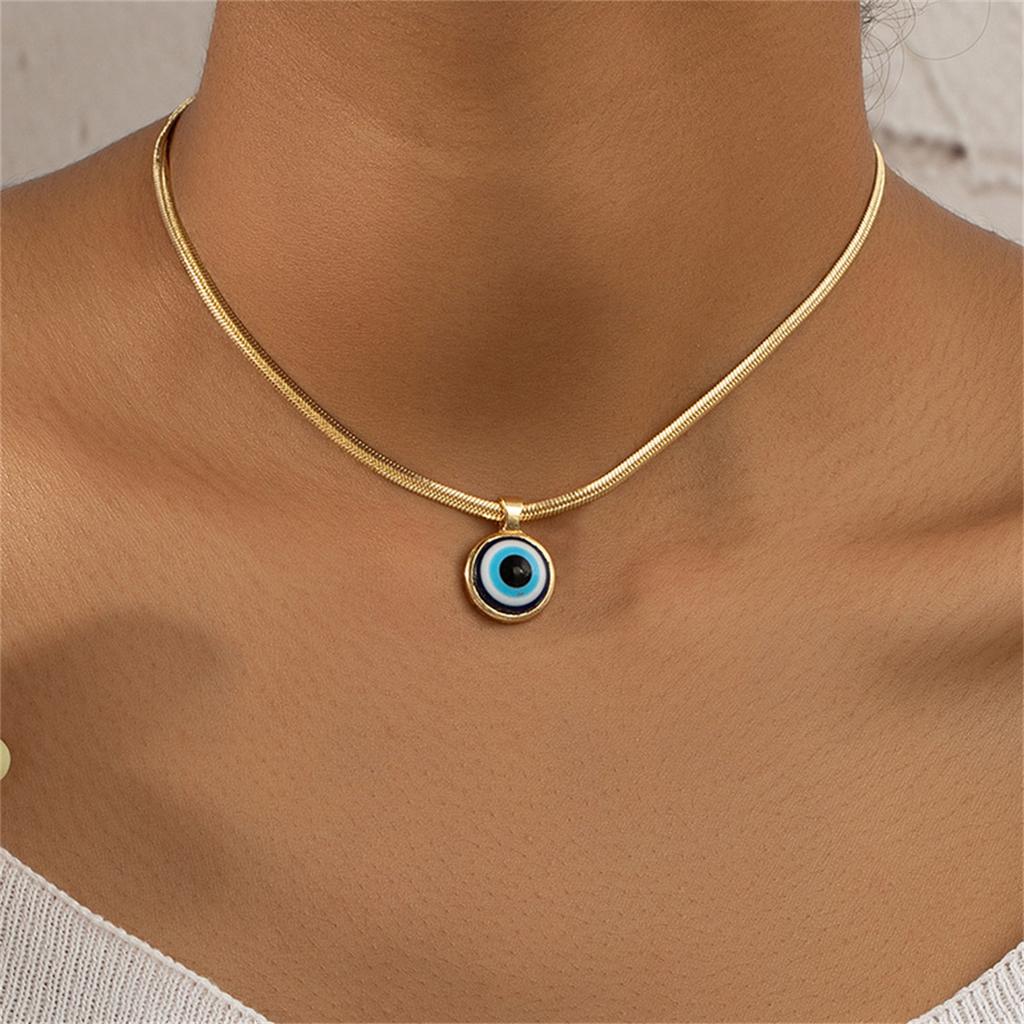 Fashion Evil Eye Necklace For Women Minimalist Classic Turkish Blue Eyes Pendant Choker Fatima Hand Clavicle Chain Lucky Jewelry