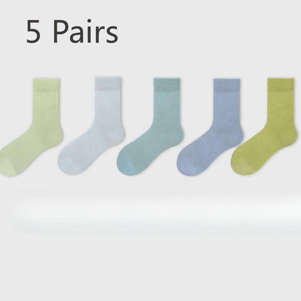 5 Pairs of Female Spring and Autumn New Pure Cotton Moon Son Boneless Tube Socks