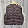 white duck down wavy down vest women's short, autumn and winter new knitted splicing vest crew neck jacket tide
