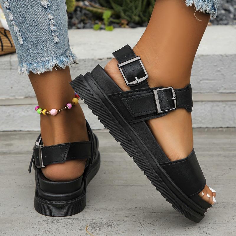 Fashion Open Toe Flatform Wedges Shoes Woman Summer Beach Sandals Sexy Women Plus Size PU Leather Sandalias Mujer Sapato Feminino