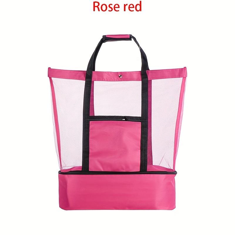 

Unisex Dual Layer Mesh Shoulder Bag Lightweight Sports Crossbody For Travel Outdoor Makeup Toiletry Storage Holiday Gift Idea рожевий червоний колір