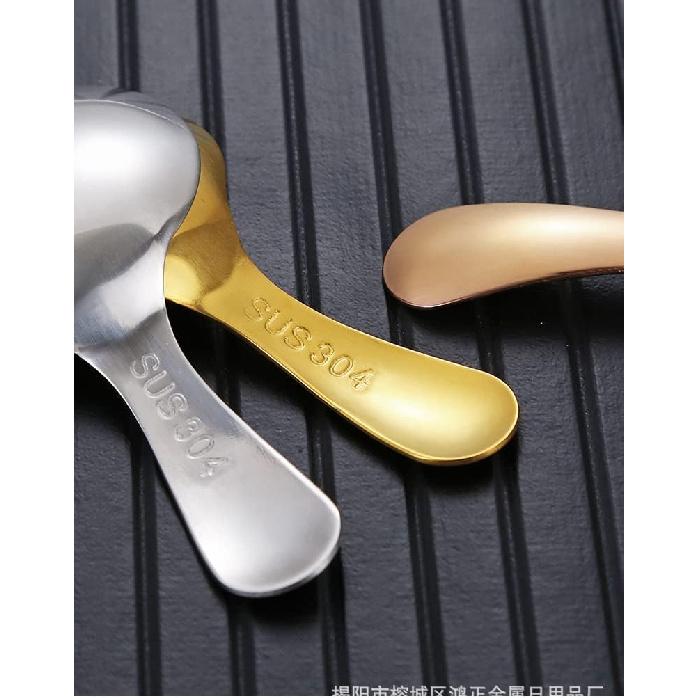 Wjq&linyuzi 1Pc Short Handle Dessert Spoon Stainless Steel Sugar Salt Spice Spoon Condiment Tea Coffee Scoop Kitchen Tools Small Kids Spoon (gold),