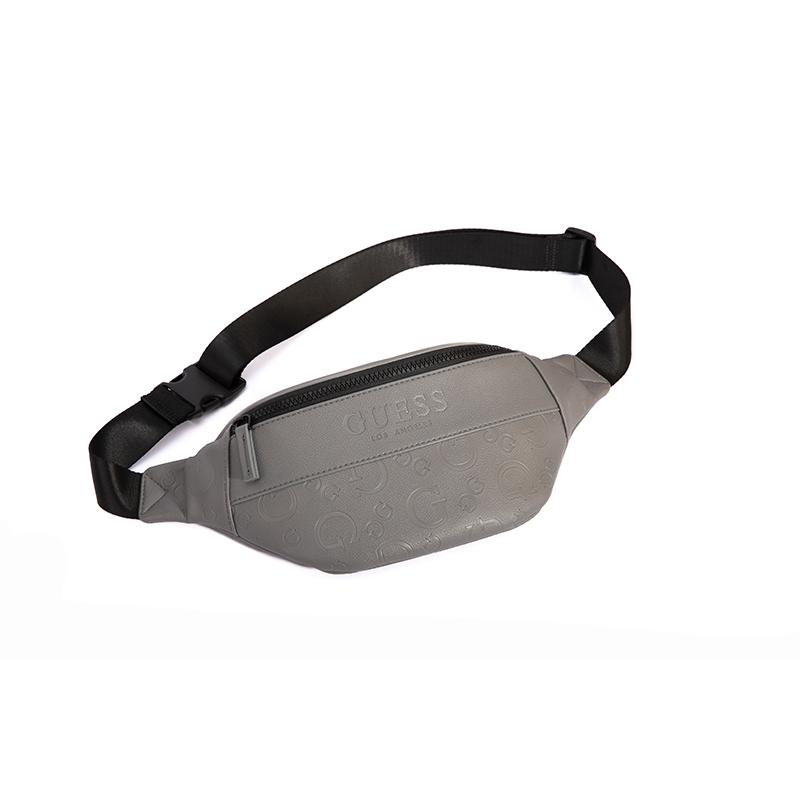 New GUESS Synthetic Leather One Shoulder Crossbody Fanny Pack Sling Bag Regular Men's Black/Dark Gray GSPLD882994BLA
