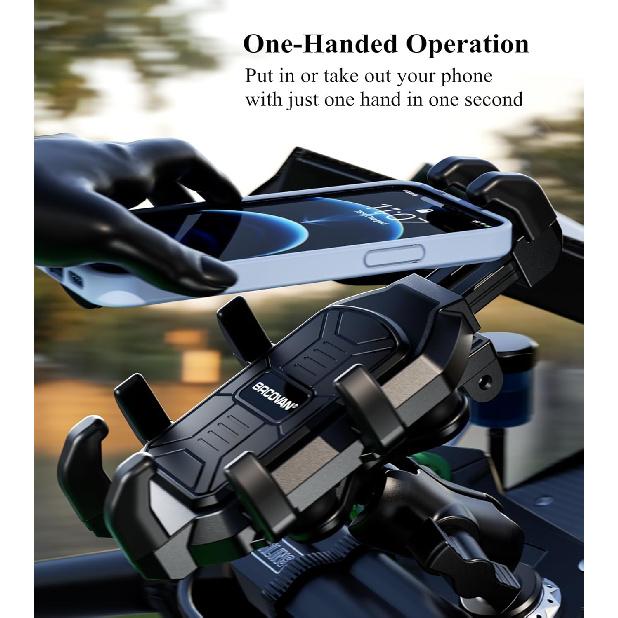 BRCOVAN Motorcycle Fork Stem Phone Mount Holder With Vibration Dampener, Heavy Duty Cellphone Cradle Fit Stem Tubes 12Mm-25.4Mm In Diameter,