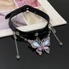 1PC Purple Butterfly Leather Necklace, Cool Punk Personality Fashion, Suitable for Women